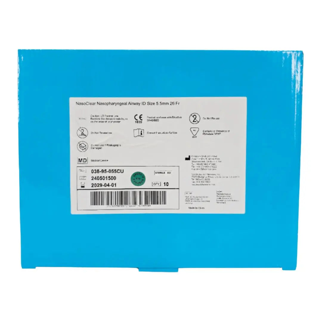 Flexicare 038-95-055CU NasoClear Nasopharyngeal Airway ID Size 5.5mm 26Fr. BX/10 Flexicare