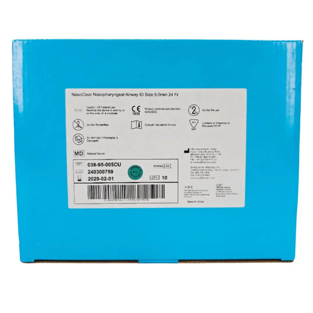 Flexicare 038-95-005CU NasoClear Nasopharyngeal Airway ID Size 5.0mm 24Fr. BX/10 Flexicare