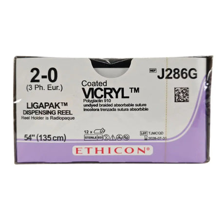 Ethicon J286G 2-0 Coated VICRYL Violet 1X54" LIGAPAK Dispensing Reel BX/12 Ethicon