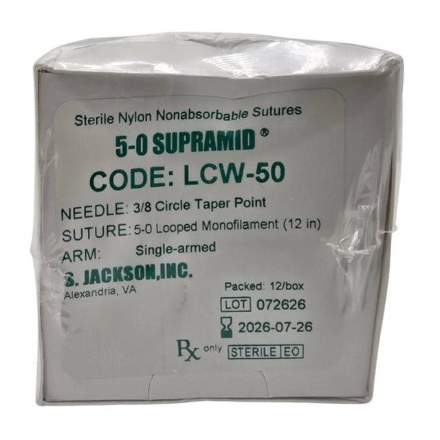 S. Jackson, Inc. LCW-50 5-0 Supramid 3/8 1X12" Circle Taper Point BX/12 S. Jackson, Inc.