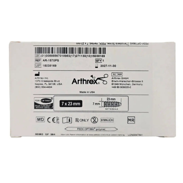 Arthrex AR-1570PS Tendonesis Screw, PEEK, Vented, 7 x 23mm Arthrex