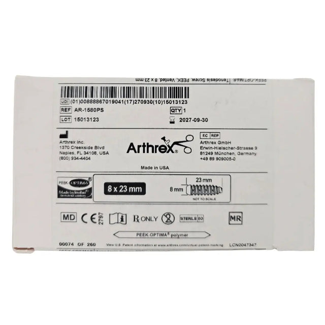 Arthrex AR-1580PS Tendonesis Screw, PEEK, Vented, 8 x 23mm Arthrex