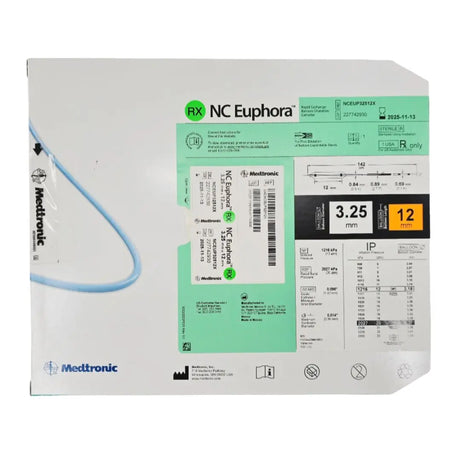 Medtronic NCEUP32512X NC Euphora 3.25mm x 12mm Noncompliant Balloon Dilation Catheter Medtronic
