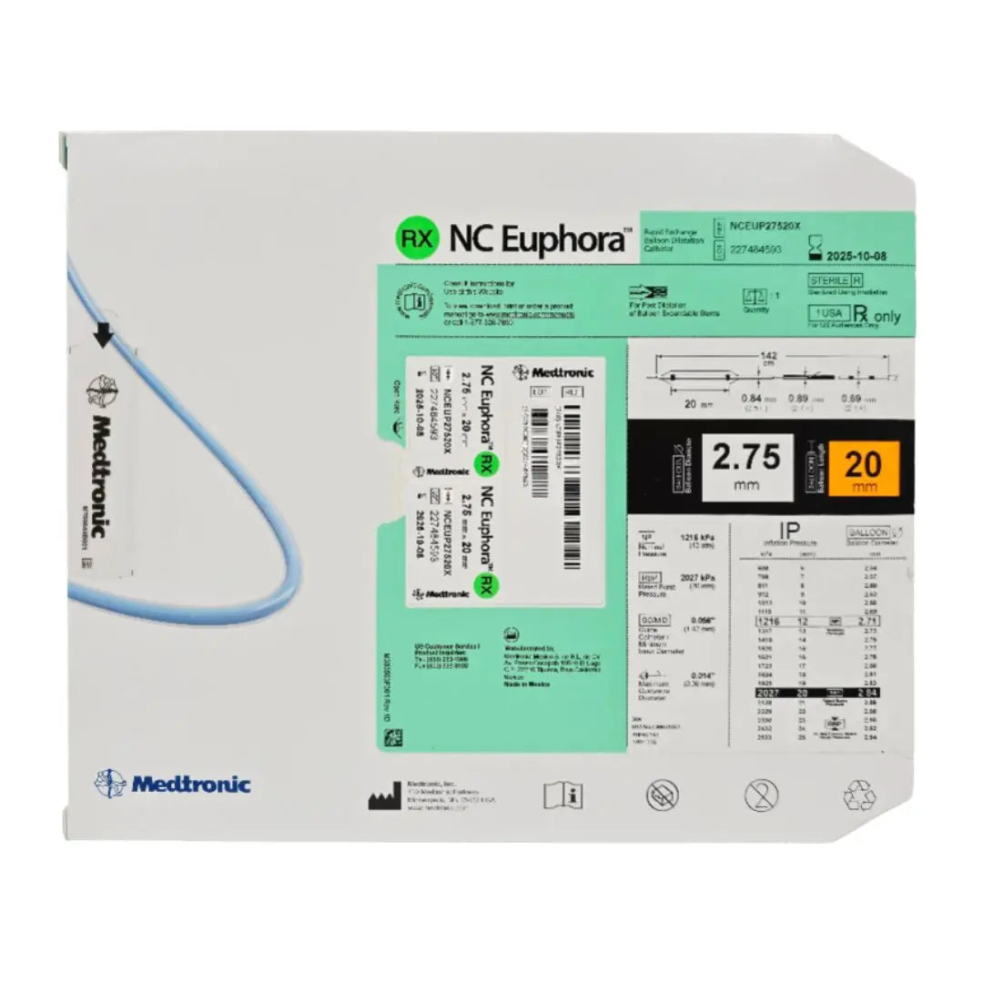 Medtronic NCEUP27520X NC Euphora 2.75mm x 20mm Noncompliant Balloon Dilation Catheter Medtronic