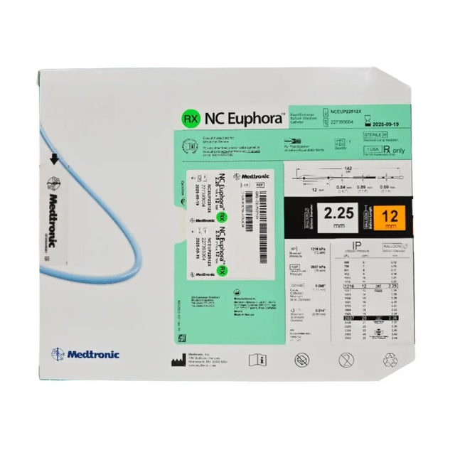 Medtronic NCEUP22512X NC Euphora 2.25mm x 12mm Noncompliant Balloon Dilation Catheter Medtronic