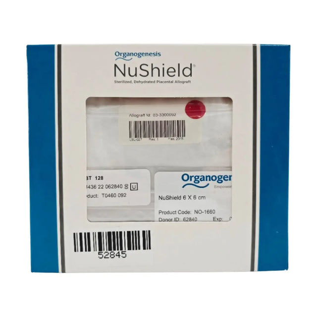 Organogenesis NO-1660 NuShield 6 X 6cm Sterilized, Dehydrated Placental Allograft Organogenesis