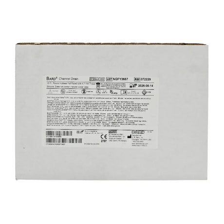 Bard 072229 Silicone Channel Drain 15Fr. Round Hubless Full Fluted w/ 4.7mm Trocar CS/10 Bard