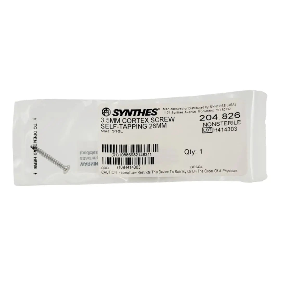Synthes 204.826 3.5mm Cortex Screw Self-Tapping 26mm Synthes