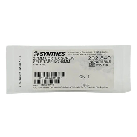 Synthes 202.840 2.7mm Cortex Screw Self-tapping 40mm Synthes