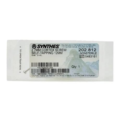 Synthes  202.812 2.7MM CORTEX SCREW SELF-TAPPING 12MM Synthes