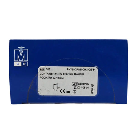 MSP 312 Physicians Choice Stainless Steel Non-Sterile Surgical Blade Podiatry (Chisel) BX/144 MSP