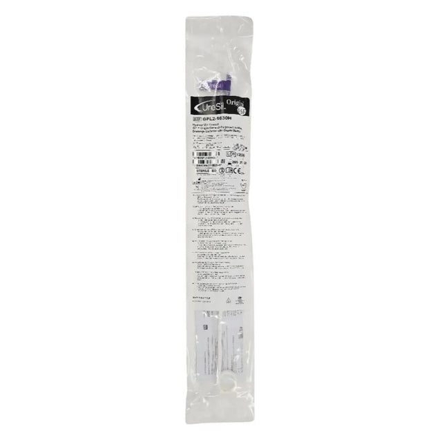 UreSil GPL2-1630H 16F Hydrophilic-Coated GP Origin General-Purpose Locking Drainage Catheter w/ Depth Marks Uresil