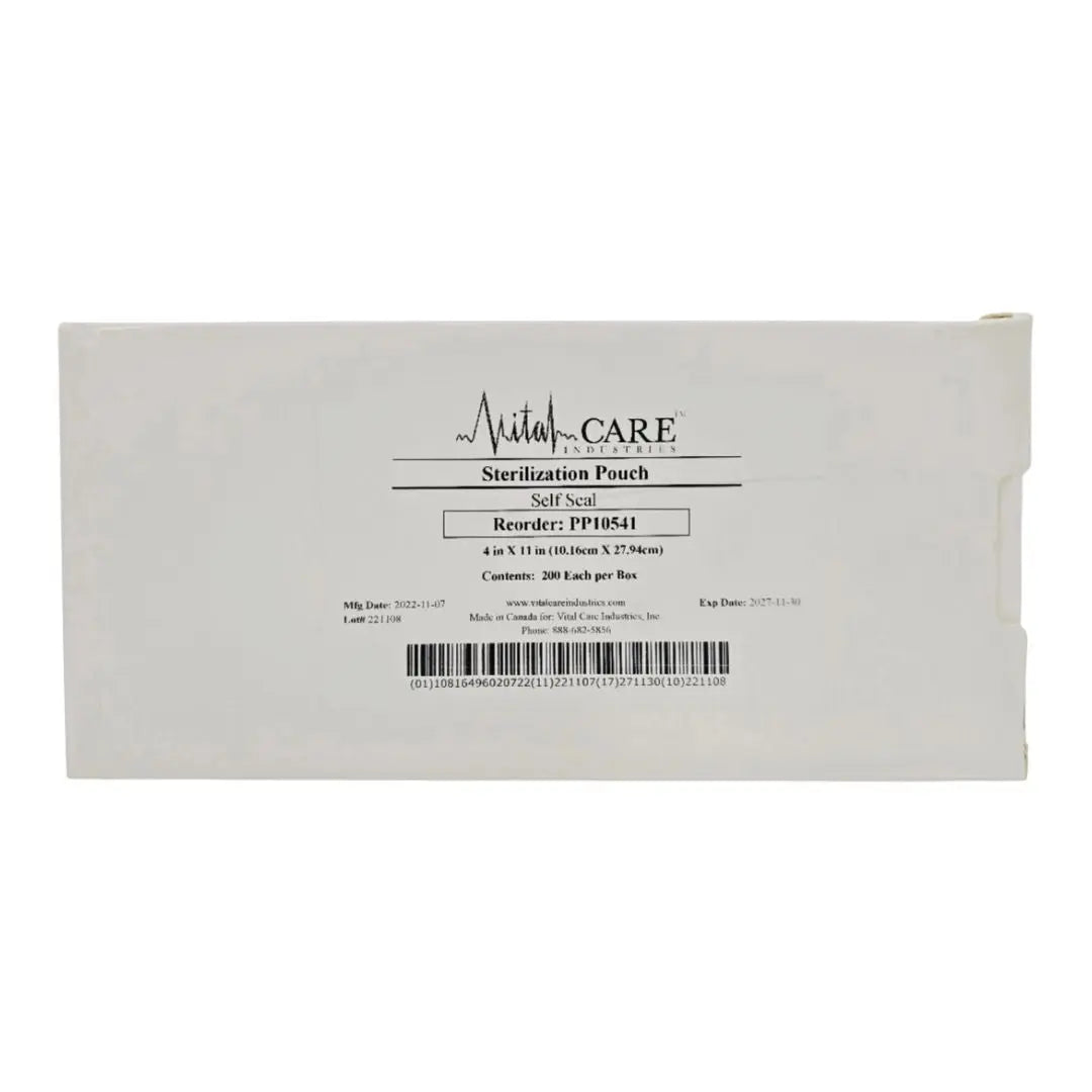 Vital Care Industries PP10541 Sterilization Pouch Self-Seal 4" x 11" BX/200 Vital Care Industries