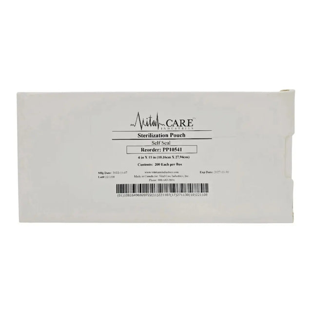 Vital Care Industries PP10541 Sterilization Pouch Self-Seal 4" x 11" BX/200 Vital Care Industries