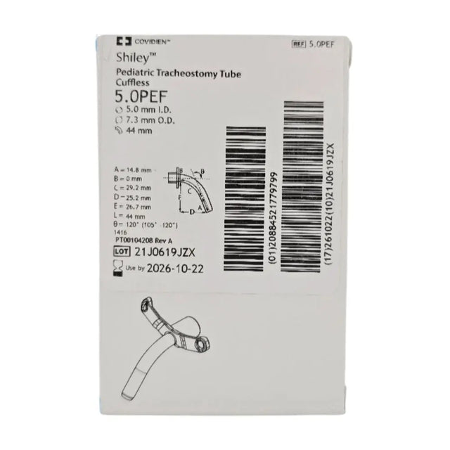 Covidien 5.0PEF Shiley Pediatric Tracheostomy Tube Cuffless Covidien