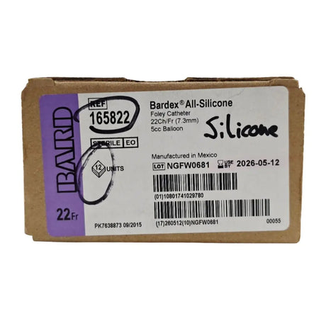 Bard 165822 Bardex All-Silicone Foley Catheter 22Ch/Fr 5cc Balloon BX/12 Bard