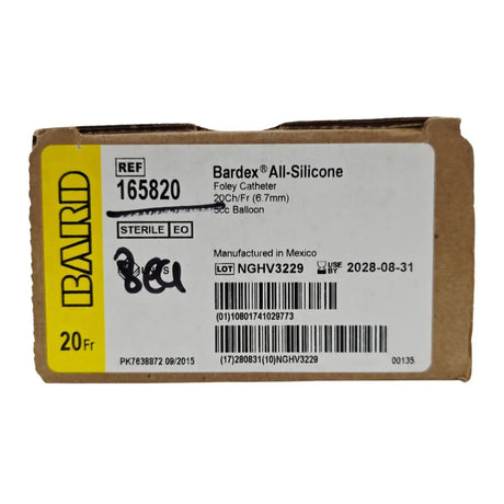 Bard 165820 Bardex All-Silicone Foley Catheter 20Ch/Fr 5cc Balloon BX/12 Bard