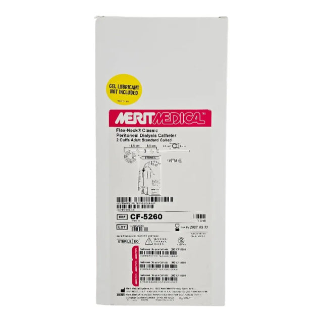 Merit Medical CF-5260 Flex-Neck Classic Peritoneal Dialysis Catheter 2 Cuffs Adult Standard Coiled 15.5cm x 6.0cm Merit Medical