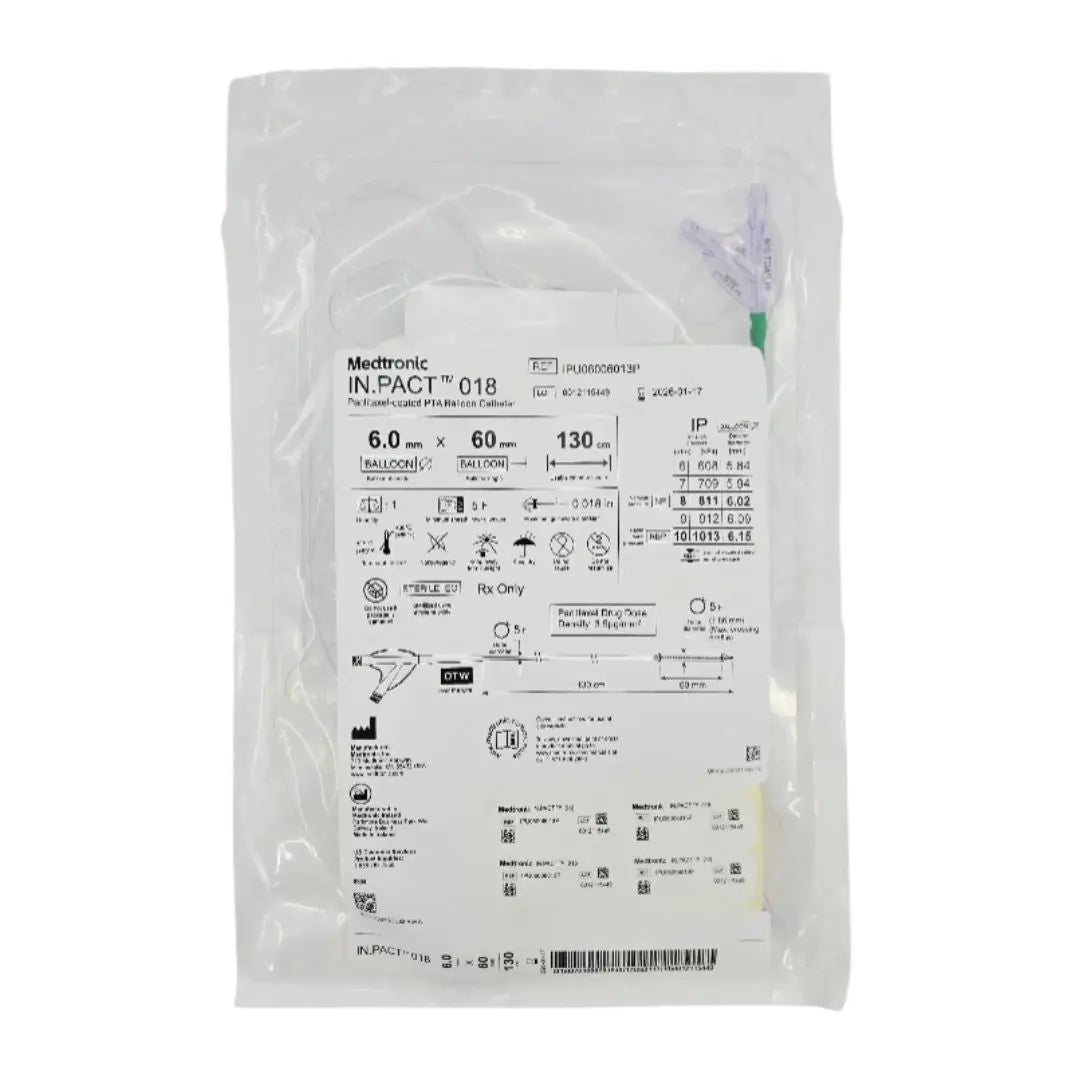 Medtronic IPU06006013P In.Pact 018 Paclitaxel-coated PTA Balloon Catheter 6.0mm x 60mm 130cm Medtronic