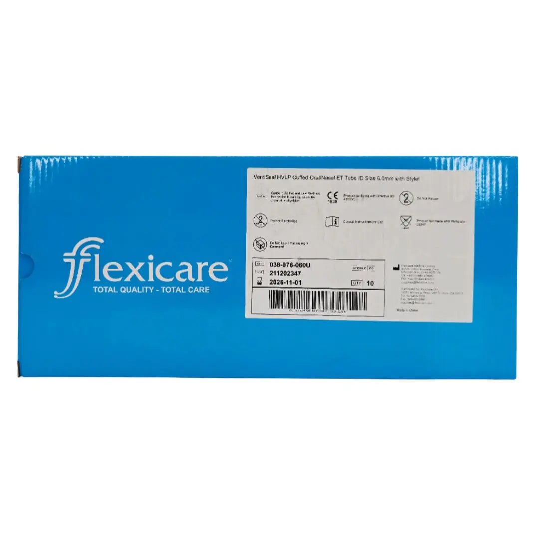 Flexicare 038-976-060U VentiSeal HVLP Cuffed Oral/Nasal ET Tube ID Size 6.0mm w/ Stylet BX/10 Flexicare