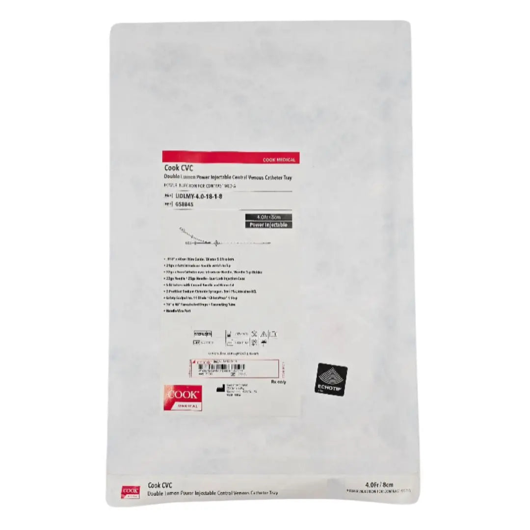 Cook Medical G58845 Double Lumen Power Injectable Central Venous Catheter Tray 4.0Fr. Cook Medical