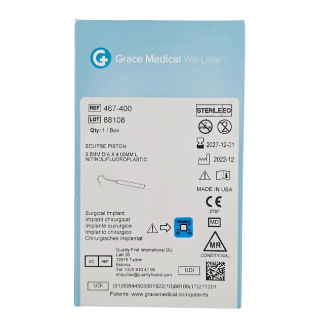 Grace Medical 467-400 Eclipse Piston 0.5mm Dia. x 4.00mm L Nitinol/Fluoroplastic Grace Medical