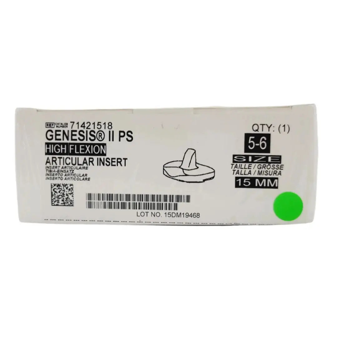 Smith & Nephew 71421518 Genesis II PS High Flexion Articular Insert Uncoated Knee Tibia Prosthesis Size 5-6 15mm Smith & Nephew, Inc.