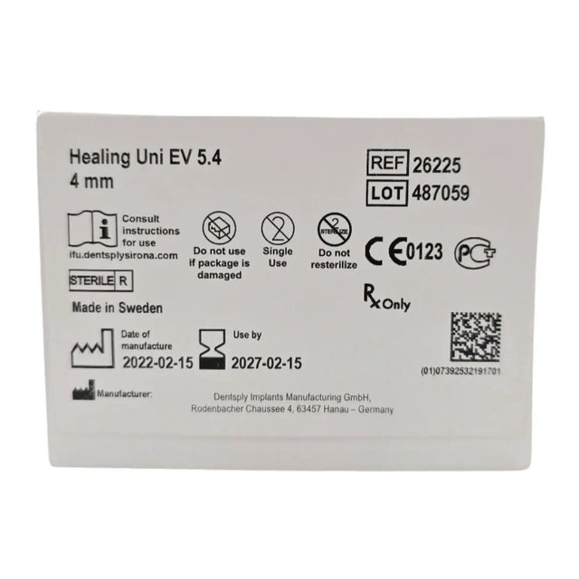 Dentsply Implants Manufacturing 26225 Healing Uni EV 5.4 4mm Astra Tech Implant System