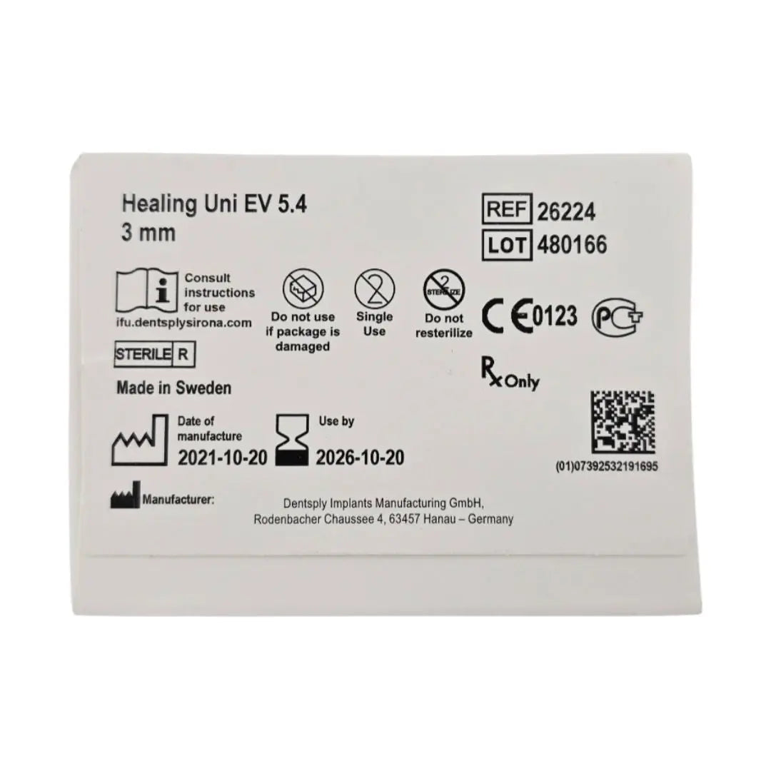 Dentsply Implants Manufacturing 26224 Healing Uni EV 5.4 3mm Astra Tech Implant System