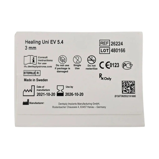 Dentsply Implants Manufacturing 26224 Healing Uni EV 5.4 3mm Astra Tech Implant System