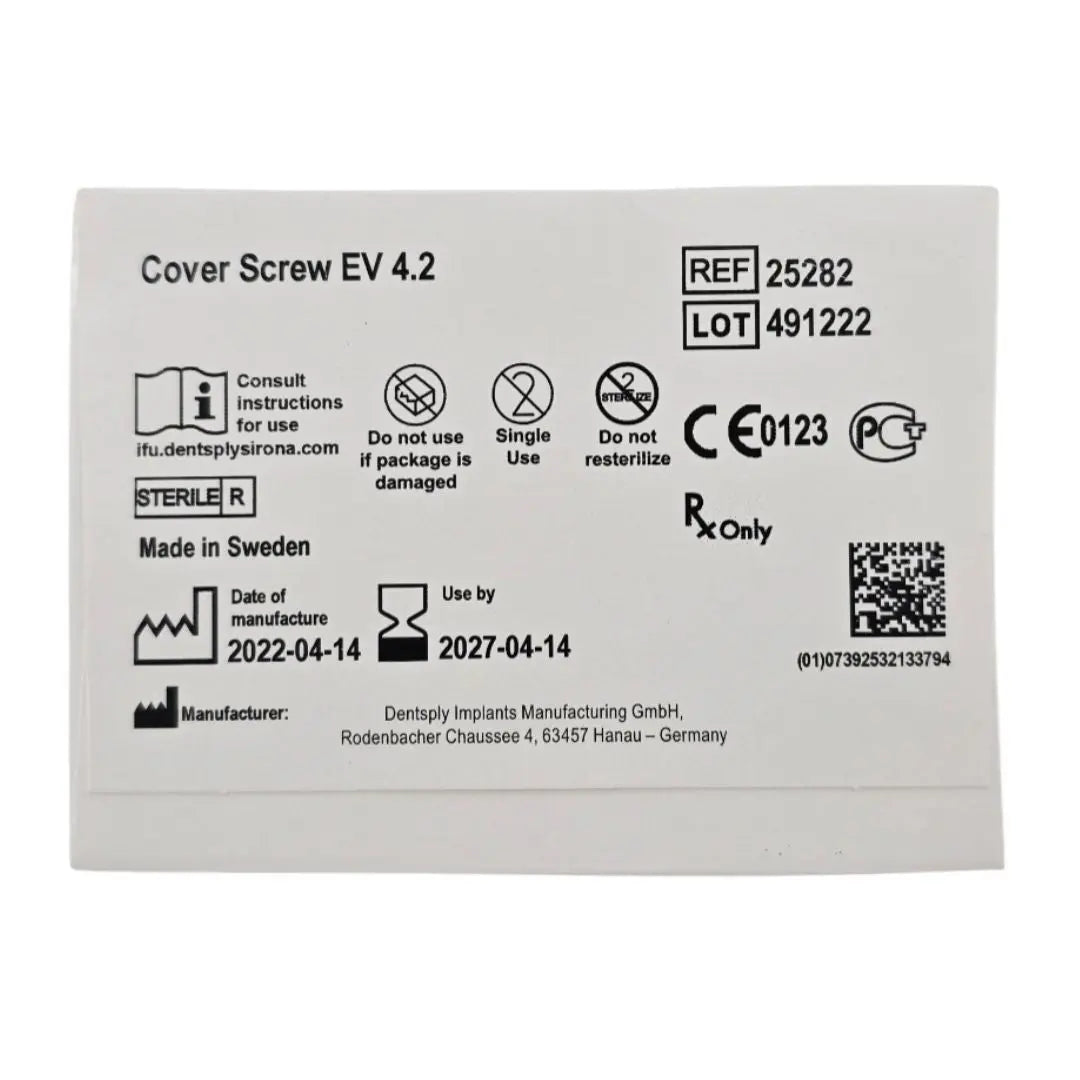 Dentsply Implants Manufacturing 25282 Cover Screw EV 4.2 Astra Tech Implant System