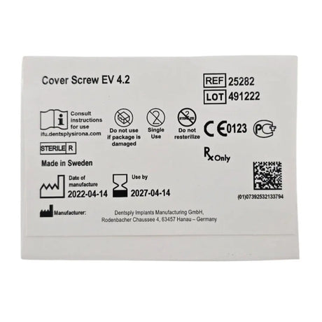 Dentsply Implants Manufacturing 25282 Cover Screw EV 4.2 Astra Tech Implant System