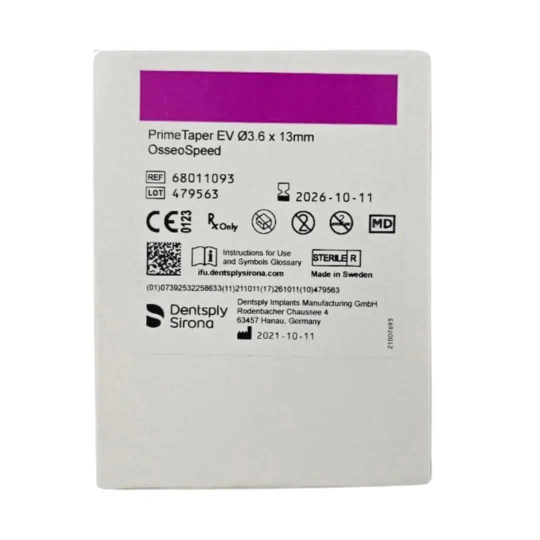 Dentsply Implants Manufacturing 68011093 PrimeTaper EV Ø3.6 x 13mm OsseoSpeed DS Implants