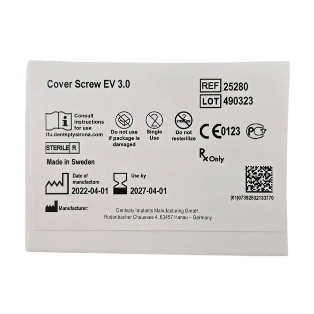 Dentsply Implants Manufacturing 25280 Cover Screw Ev 3.0 Dentsply Implants Manufacturing