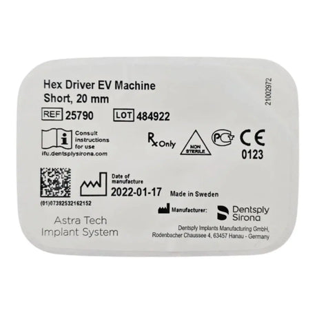 Dentsply Implants Manufacturing 25790 Hex Driver EV Machine Short, 20mm Astra Tech Implant System Dentsply Implants Manufacturing