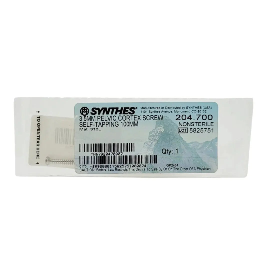 Synthes 204.700 3.5mm Pelvic Cortex Screw Self-Tapping 100mm Synthes