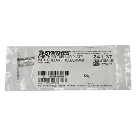Synthes 241.37 One-Third Tubular Plate w/ Collar 7 Holes 85mm Synthes
