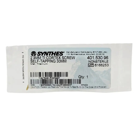 Synthes 401.530.96 2.4mm Titanium Cortex Screw Self-tapping 30mm Synthes
