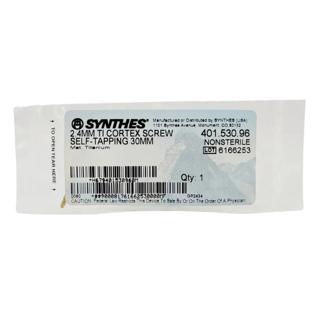 Synthes 401.530.96 2.4mm Titanium Cortex Screw Self-tapping 30mm Synthes