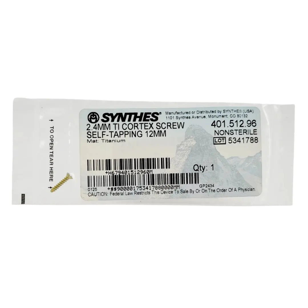 Synthes 401.512.96 2.4mm Titanium Cortex Screw Self-tapping 12mm Synthes
