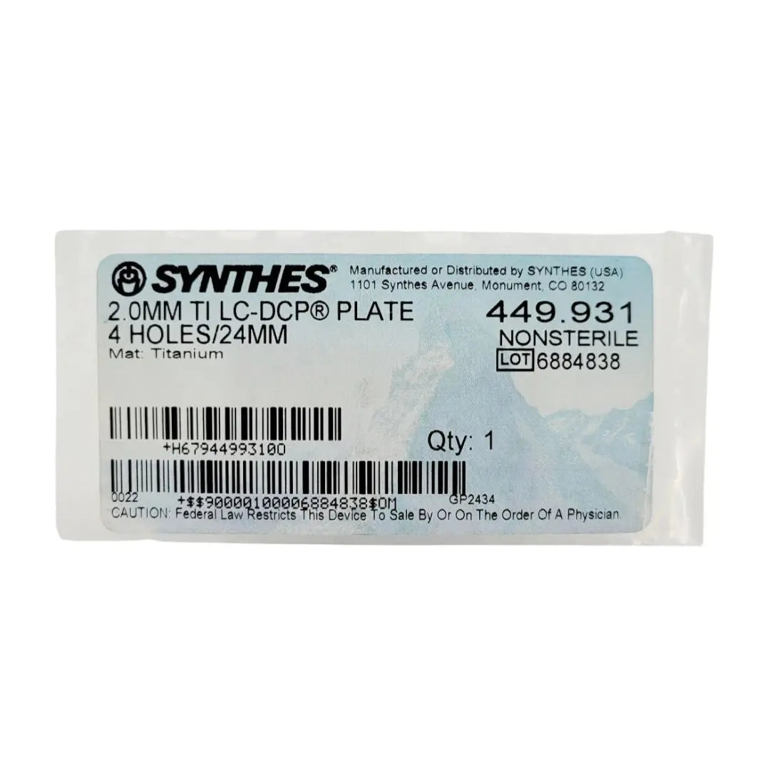 Synthes 449.931 2.0mm Titanium LC-DCP Plate Synthes