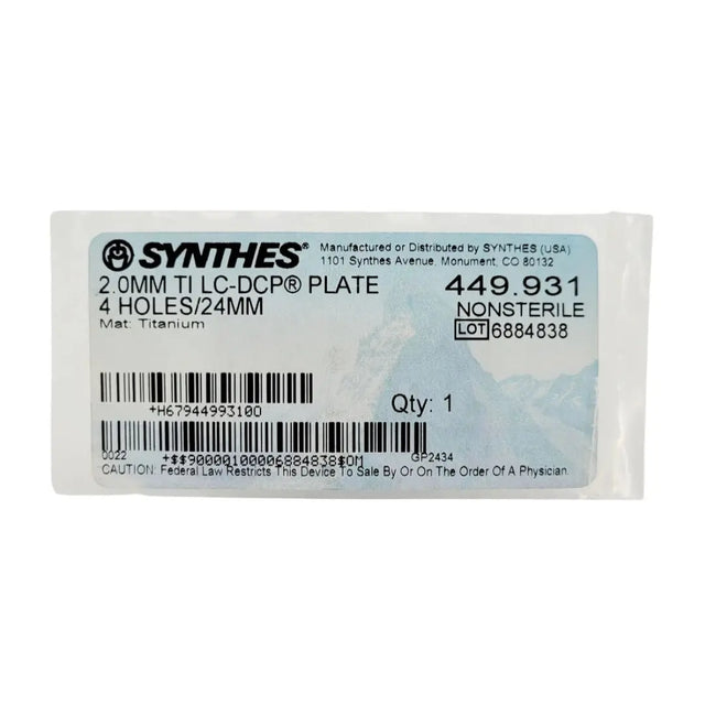 Synthes 449.931 2.0mm Titanium LC-DCP Plate Synthes