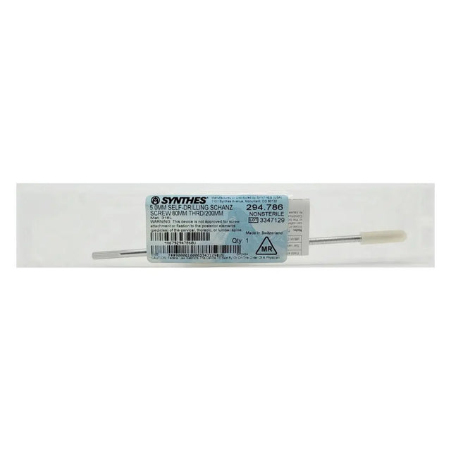 Synthes 294.786 5.0mm Self-drilling Schanz Screw 80mm Thread Length /200mm Synthes
