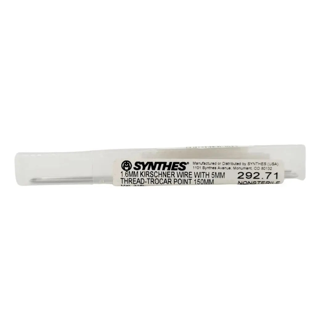 Synthes 292.71 1.6mm Kirschner Wire With 5mm Thread-trocar Point 150mm Synthes
