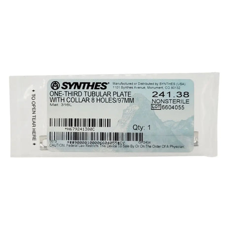 Synthes 241.38 One-third Tubular Plate With Collar 8 Holes/97mm Synthes