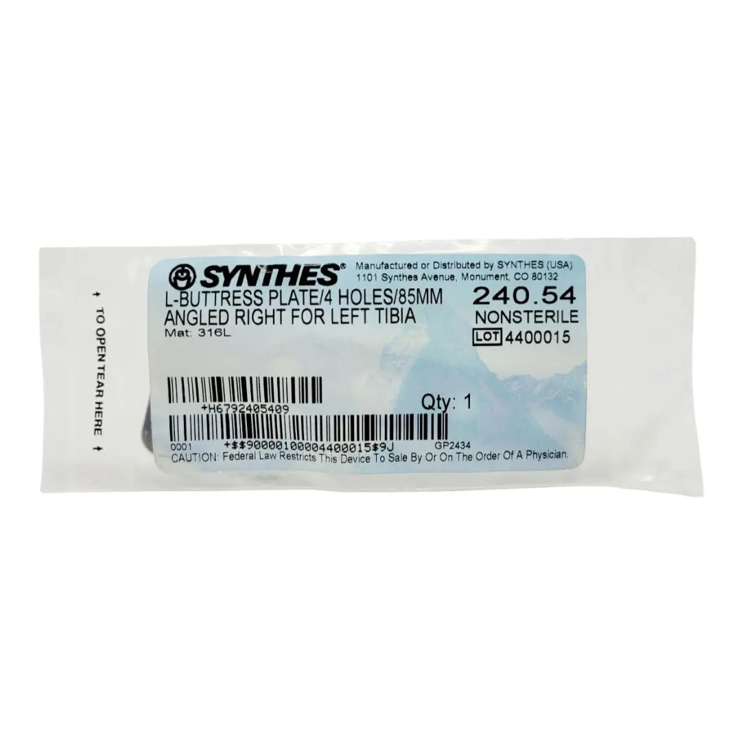 Synthes 240.54 L-buttress Plate/4 Holes/85mm Angled Right For Left Tibia Synthes
