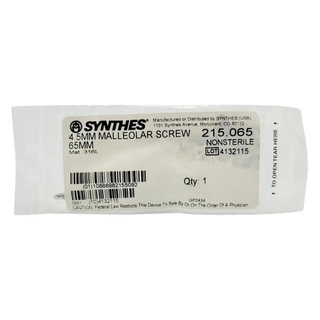 Synthes 215.065 4.5mm Malleolar Screw 65mm Synthes