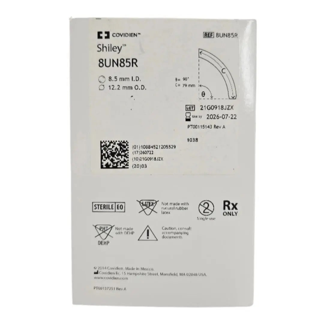 Covidien 8UN85R Shiley 8.5mm ID Adult Flexible Tracheostomy Tube Cuffless Covidien