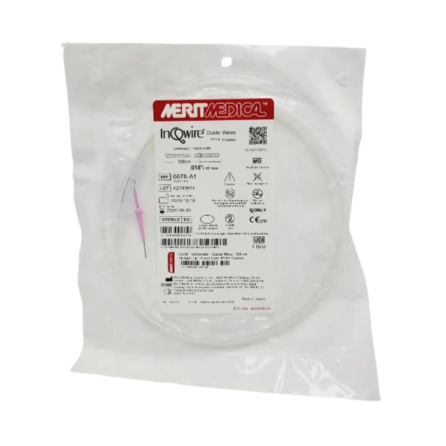 Merit Medical 6676-A1 InQwire .018" 50cm Guide Wire PTFE Coated Straight, Fixed Core Merit Medical
