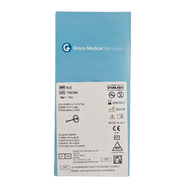 Grace Medical 605 ALTO Centered Total Sizers Included Titanium/Silicone Ossicular Prosthesis ENT Grace Medical